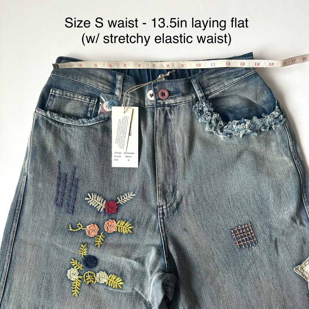Blue Velvet Multi Patchwork Denim Pants - Picture 5 of 7
